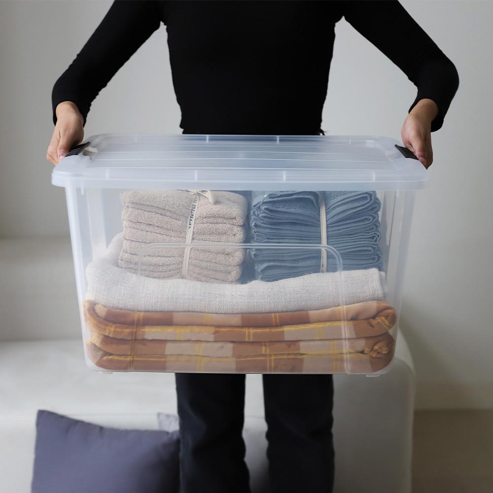 아이리스 플라스틱 리빙박스 투명 대형 옷 수납 정리함 보관함 66L : 아이리스