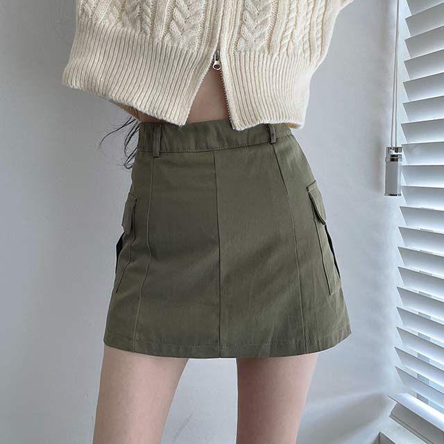 [숏,롱/S~2XL] y2k 카고 포켓 절개 미니 스커트_쏠트베이비