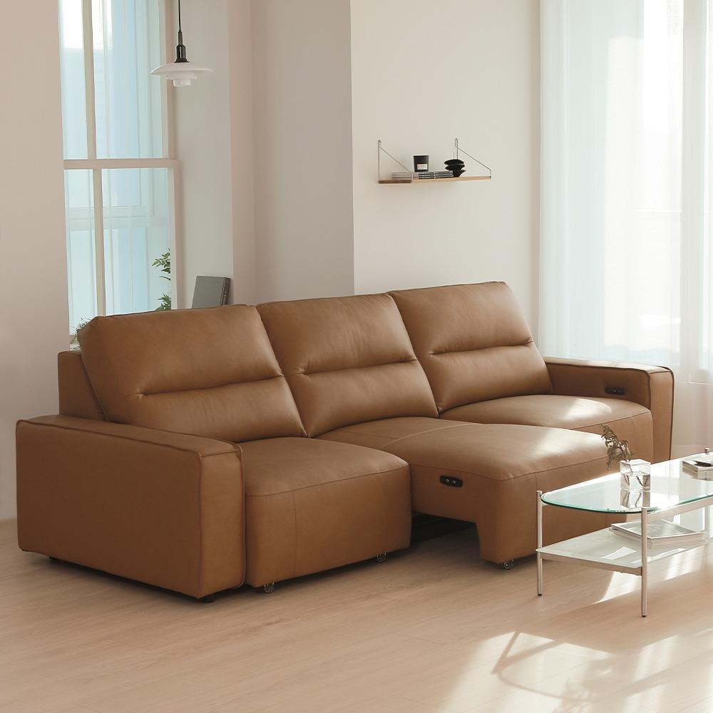 몬테 리클라이너 4인 5인 내추럴 천연 소가죽 소파