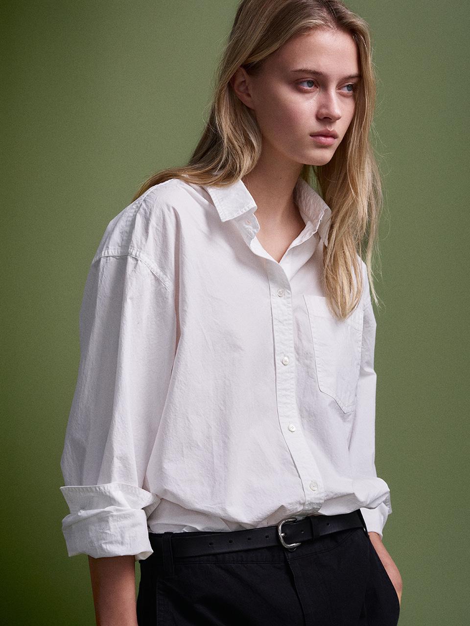 워시드 코튼 셔츠_white