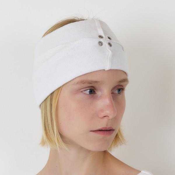 SIGNATURE EYELET ANGORA HAIR BAND (WHITE)