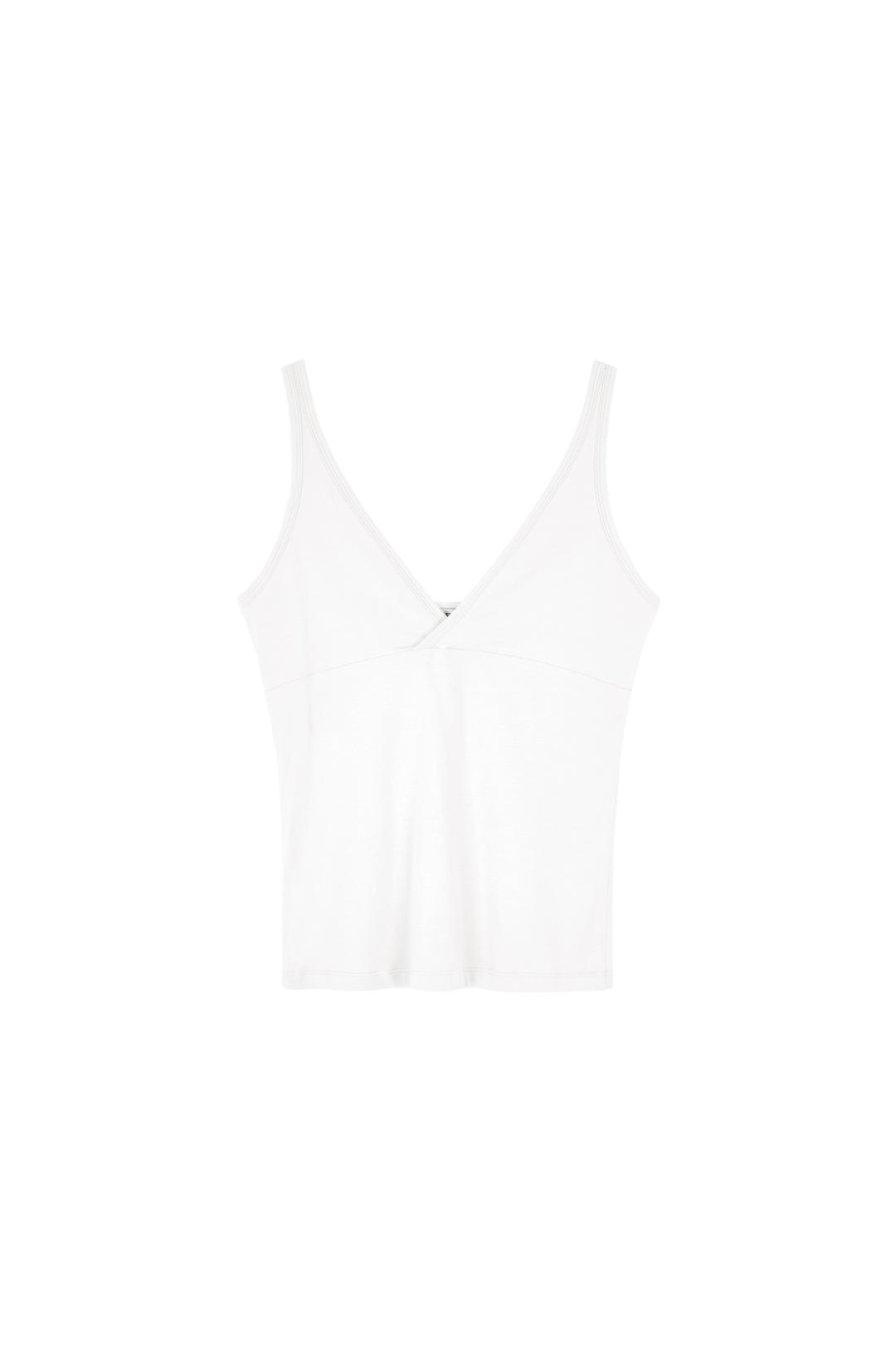 V NECK SLEEVELESS T-SHIRTS (WHITE)