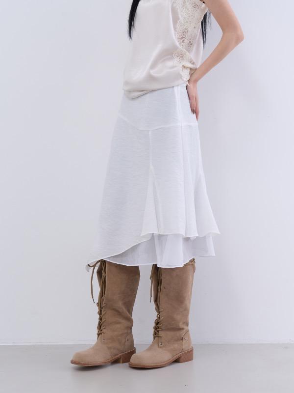 sheer midi layer skirt