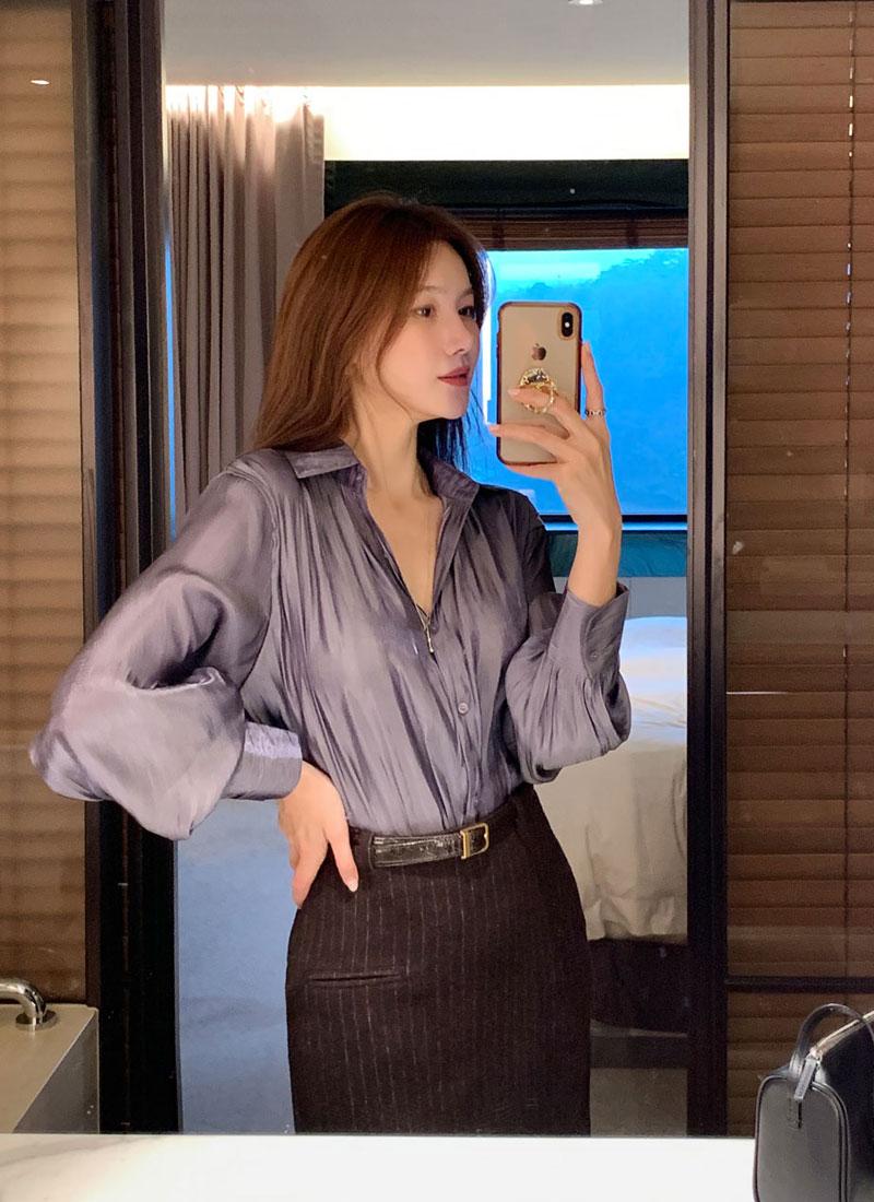 펄 글로시 블라우스