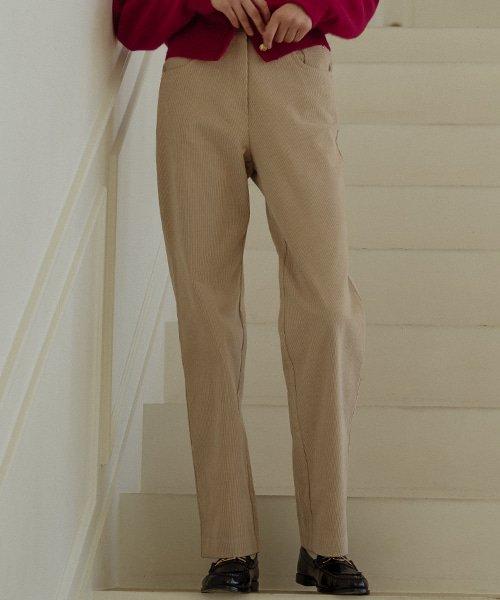 Gold button point corduroy pants_beige