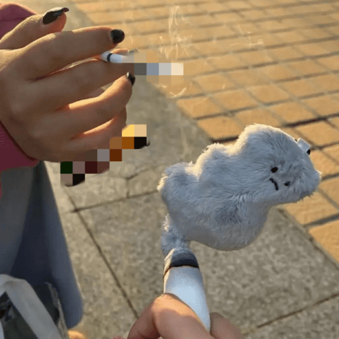 이상한상점 쓸모없는 담배선물 금연 장난감 연기나는 담배 인형 쿠션 키링 2개입 - 담배케이스 | 쿠팡