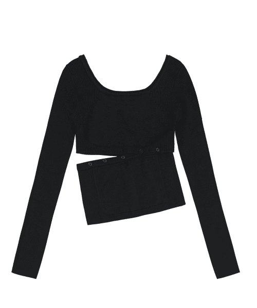 i:e Fluid Knit Top 01 / Black