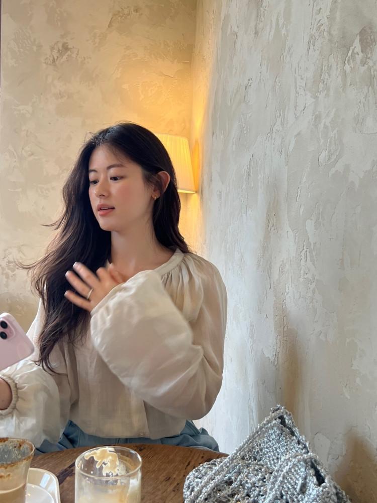 허밍 린넨블라우스 셔링 벌룬블라우스 3color