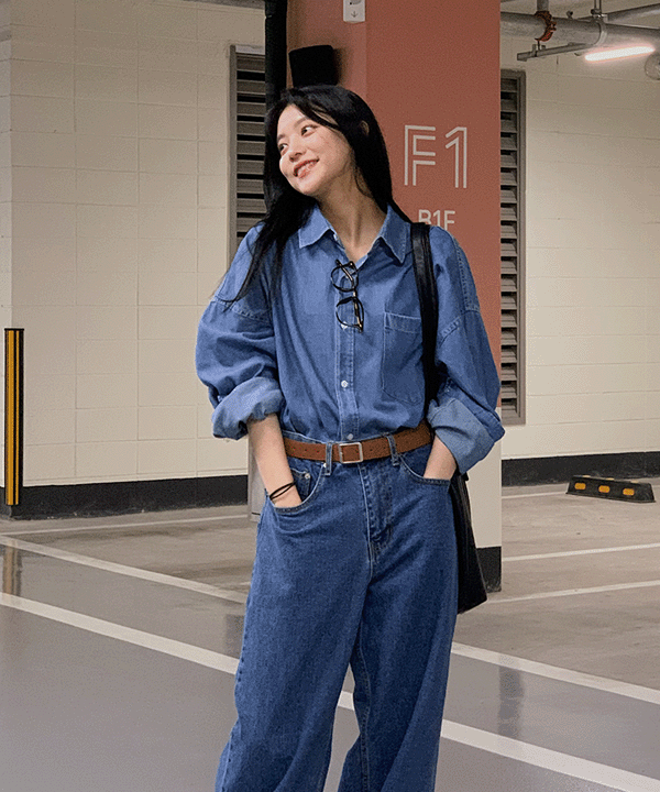 에어 오버핏 데님 셔츠 (unisex)