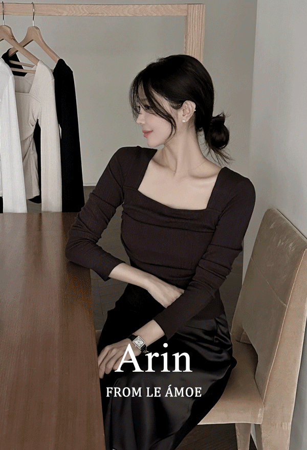 에브리모닝 [이너티/긴팔티][MADE] 아린 스퀘어넥 긴팔 티셔츠