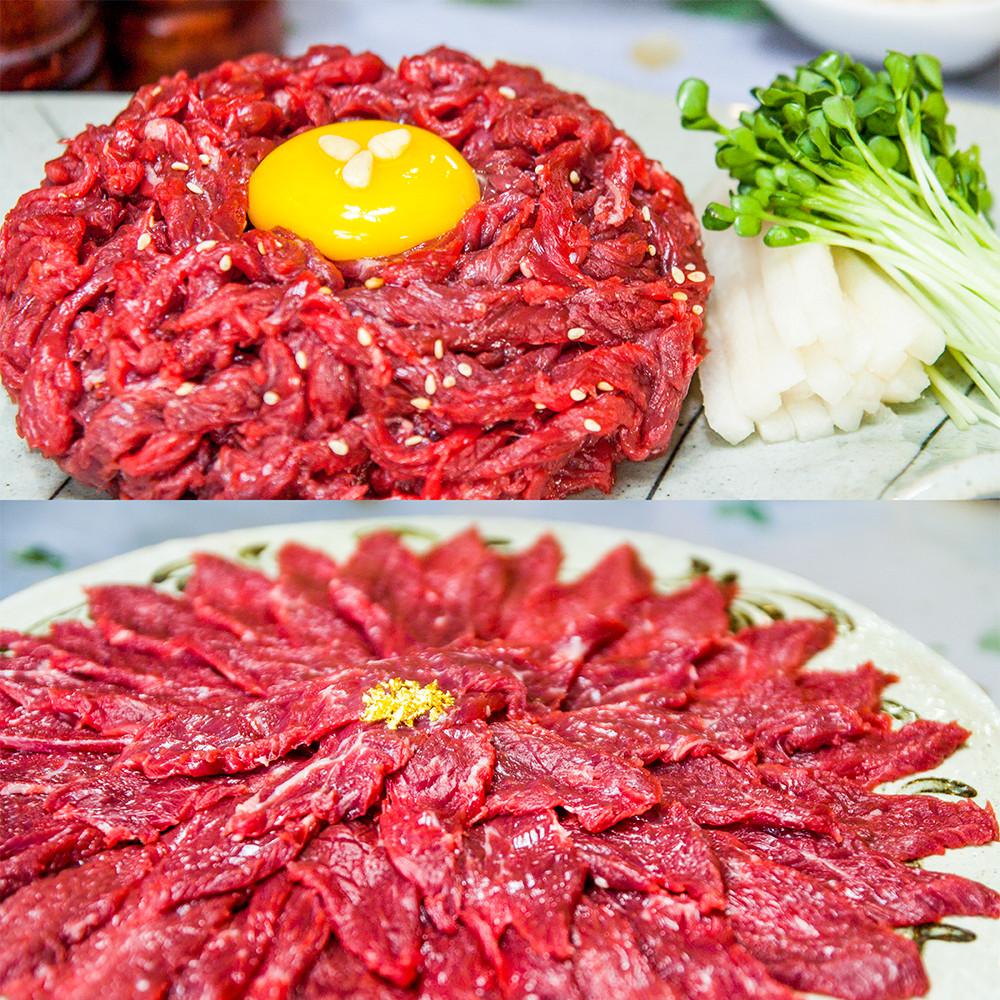 [이겼소] 평점4.9 한우/국내산 육회 육사시미 뭉티기 300g200g 냉장 마장동 소고기