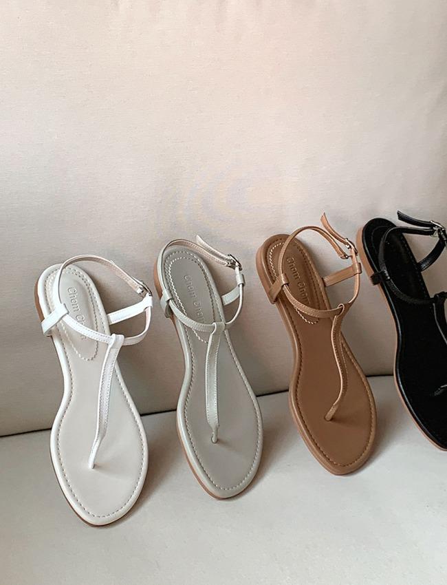 특가 12900원 / 소가죽 T 스트랩 샌들 1cm