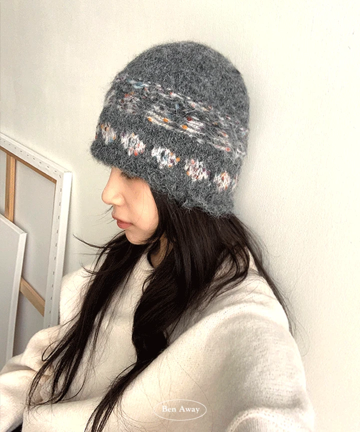 [겨울신상☁️/울10] 데브 울 니트 보헤미안 노르딕 비니 5C