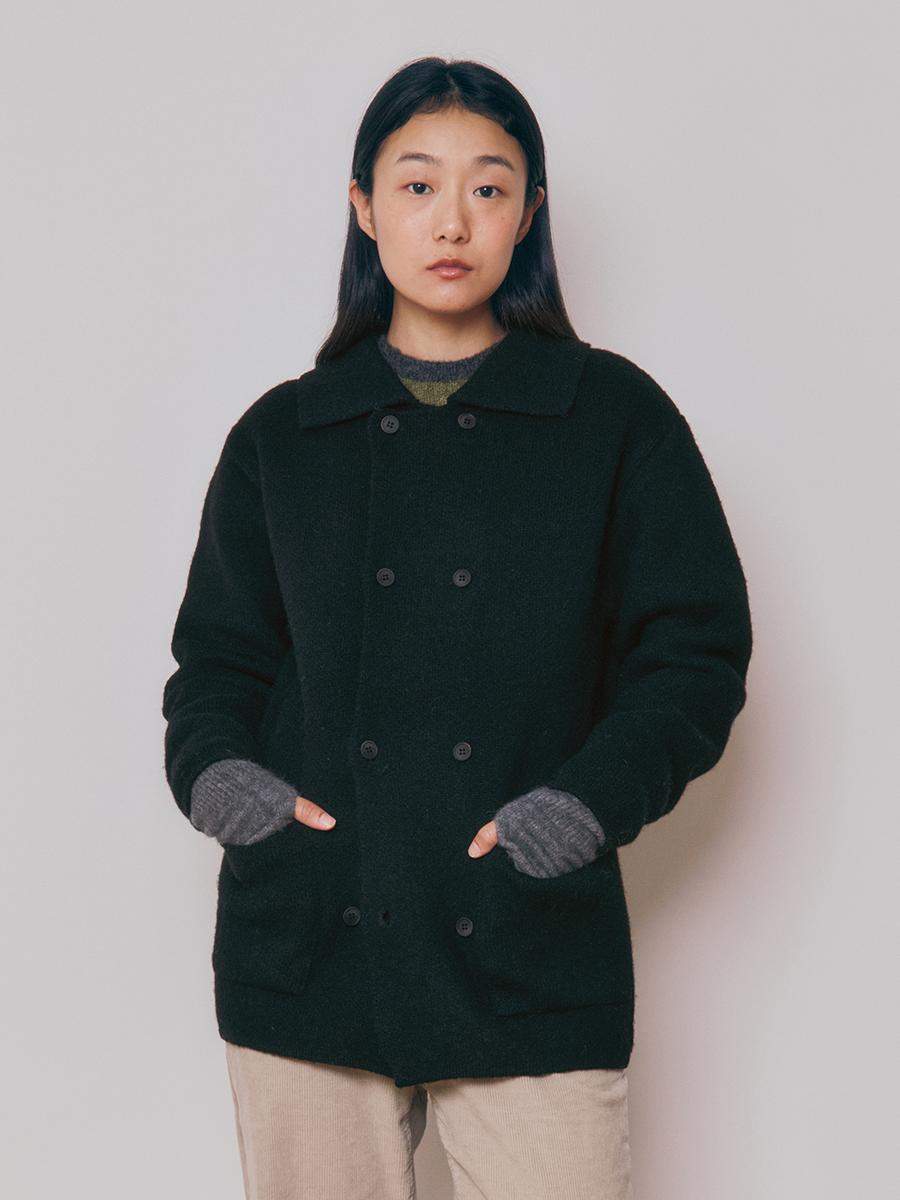 [WOMEN] WOOL KNITTING DOUBLE COAT_Black