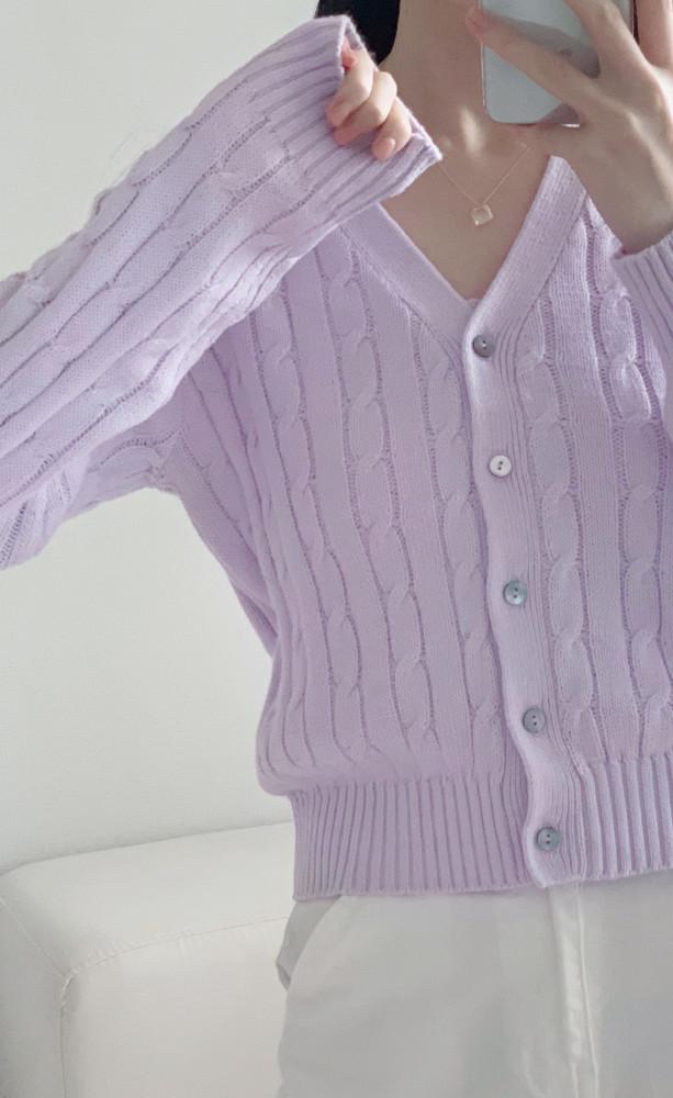 [high quality] Light purple twist Cardigan set