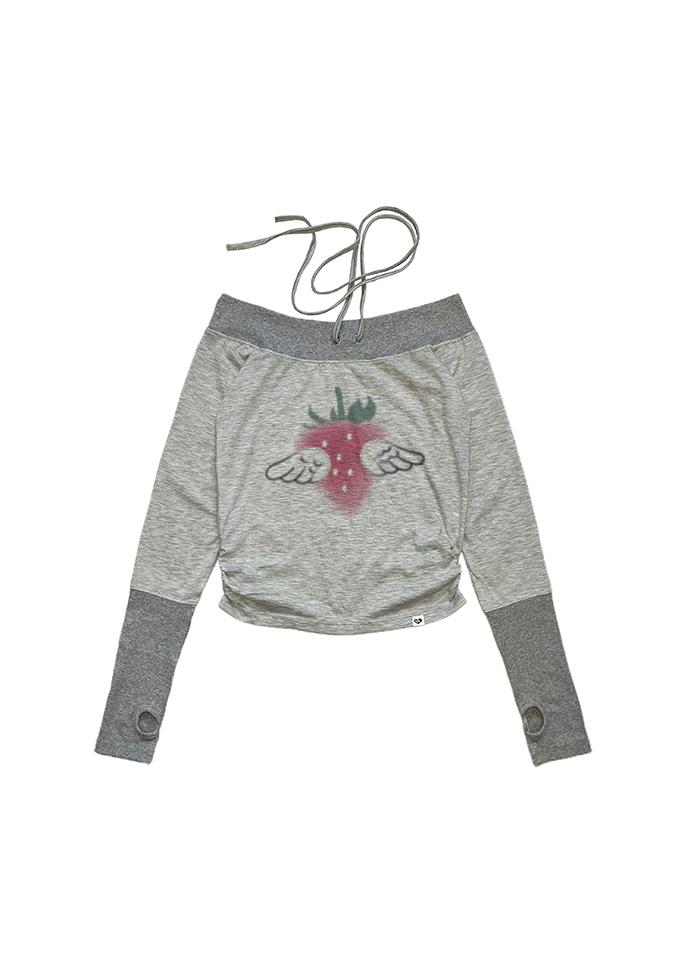STRAWBERRY ANGEL OFF SHOULDER TOP MELANGE GRAY