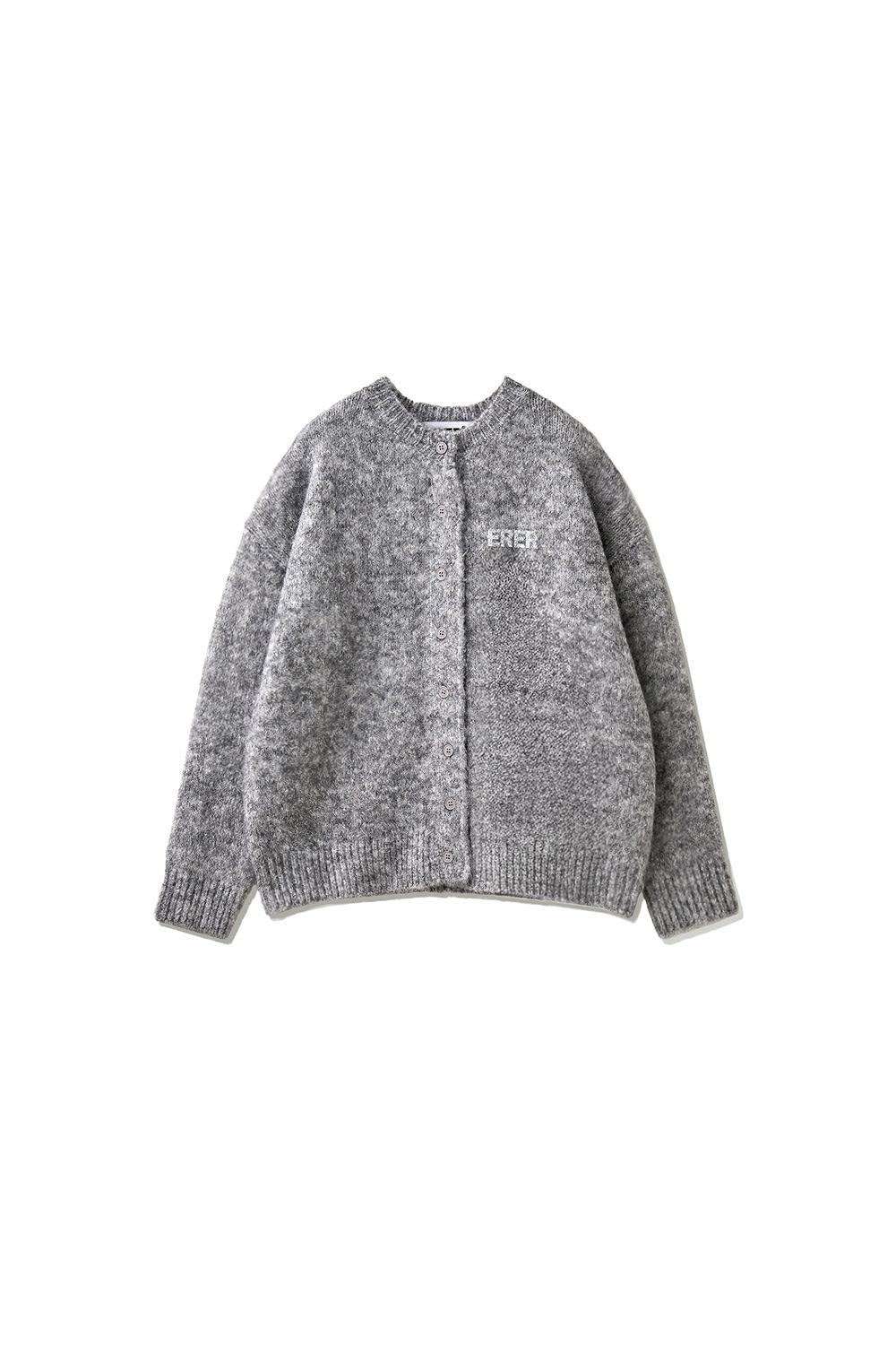 Wool Blend Mohair Cardigan Gray