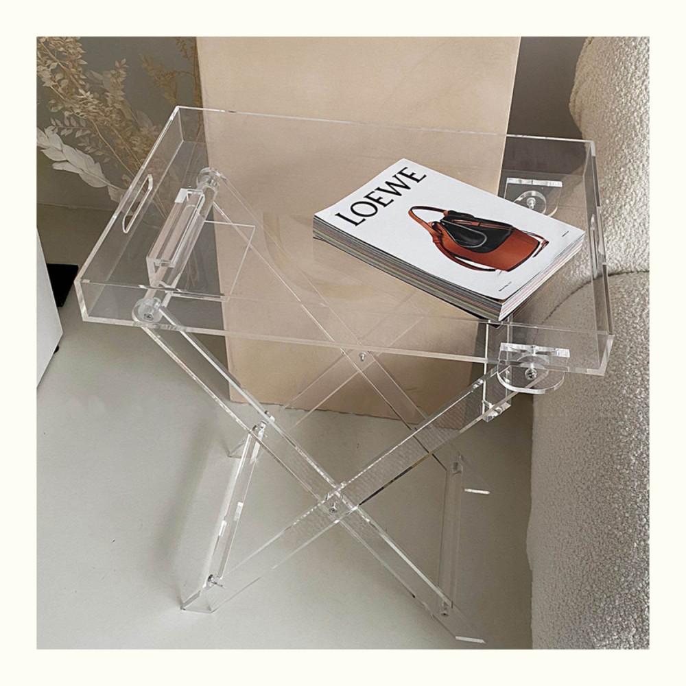 플리즈제이 아크릴 투명 접이식 테이블 홈인테리어 소품