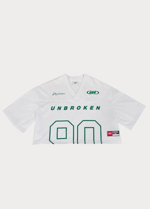 UBK 짐웨어 우먼즈 90 크롭 럭비 져지 메쉬 반팔 티셔츠 [화이트]