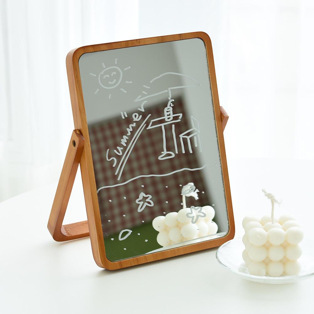 빈티지 원목 사각 탁상 거울 화장 화장대 낙서 우드