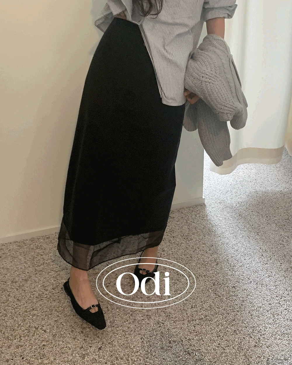 틸다 레이어드 피치 기모 롱 스커트 (2컬러)