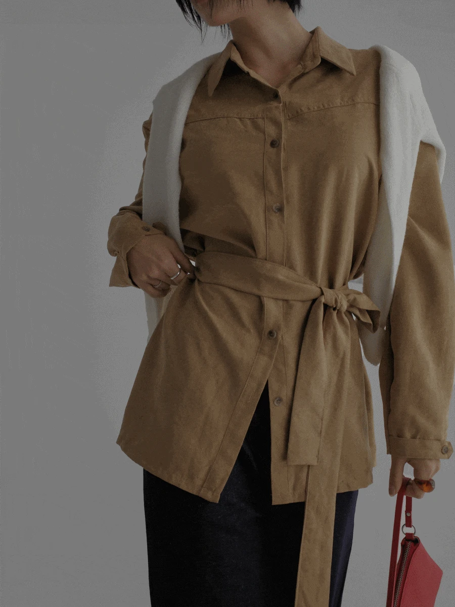 (스트랩세트)스웨이드셔츠