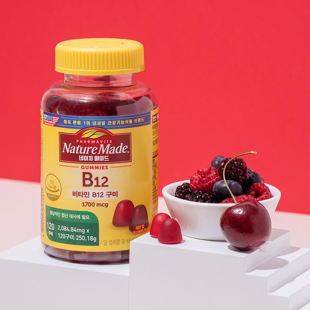 [네이처메이드] 비타민 B12 구미 1700mcg (체리&믹스베리 맛/활력)+N페이 3,000P