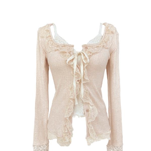 Sella lace span cardigan (3colors)