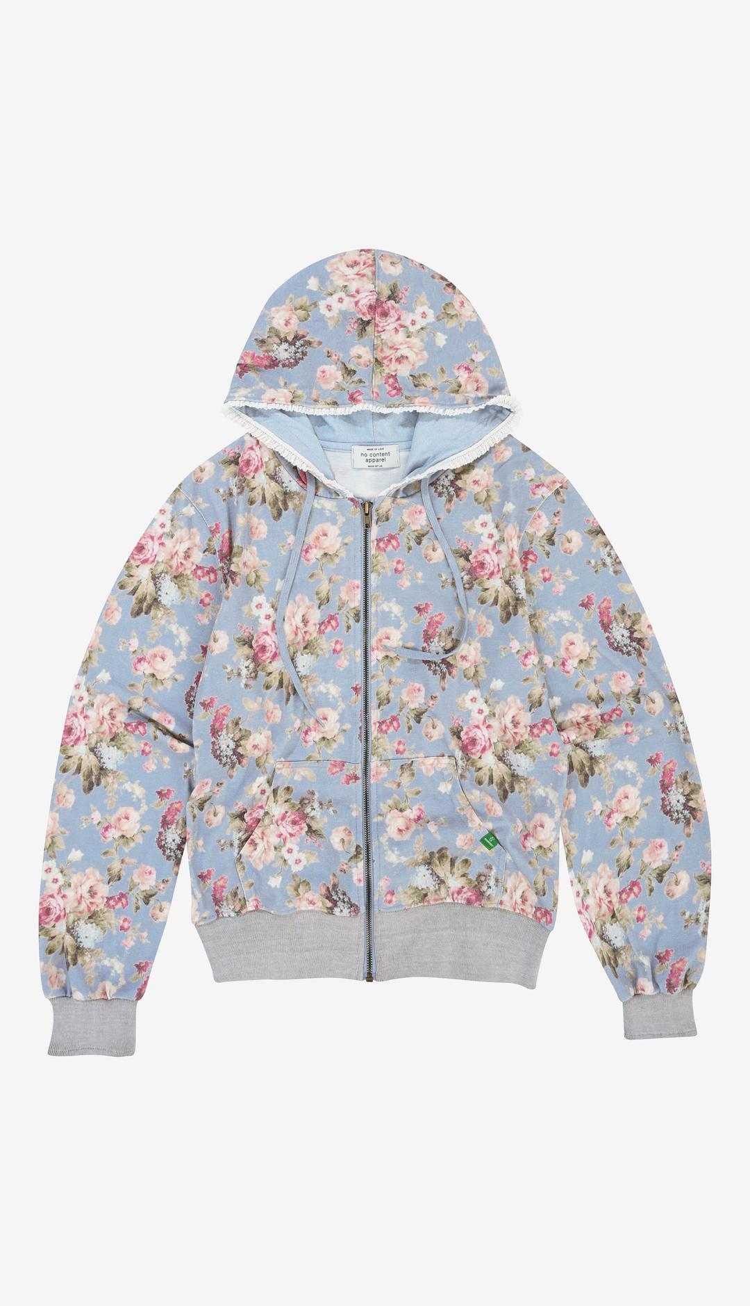234. Flower Lace Zip-up _ Skyblue