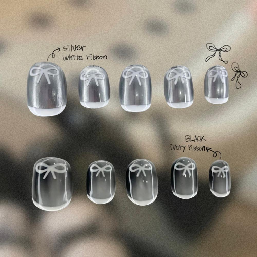 Ribbon ˗ˋ ୨୧ ˊ˗ 수제네일팁 리본네일 프렌치 오마카세 체크네일 여름네일 바캉스