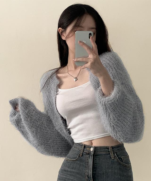 [러블리무드/보슬보슬~] 보호본능 여리핏, 앙고라 크롭 볼레로 니트 루즈핏 가디건 5color