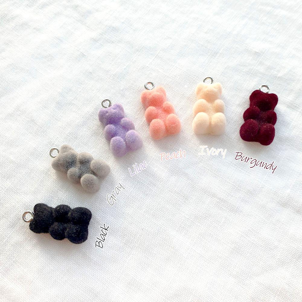 [파랑새97] 벨벳 하리보 목걸이 펜던트 후로킹 곰돌이 참 장식 겨울 악세사리