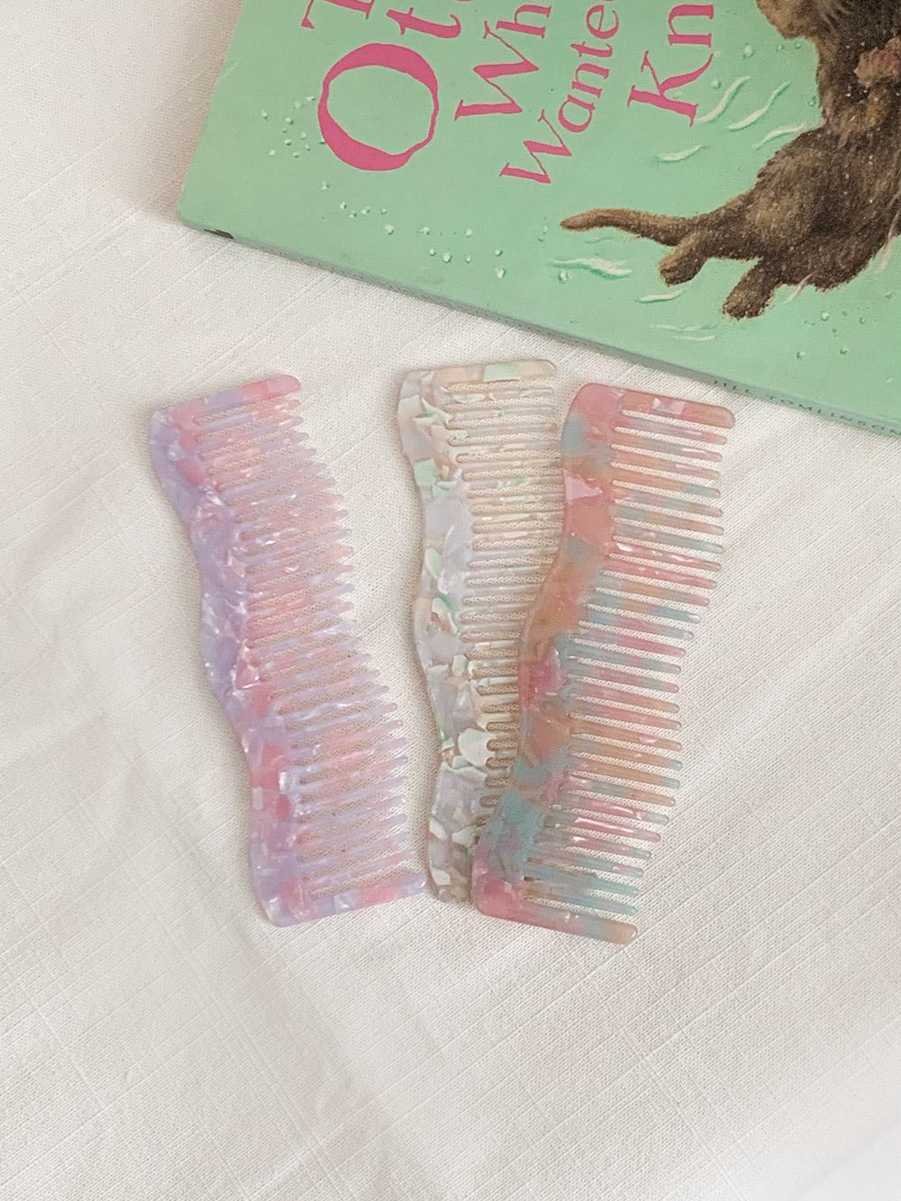 오브앤베리 부쉬 셀룰로오스 자개 마블 웨이브 헤어빗 머리빗 (5 color)