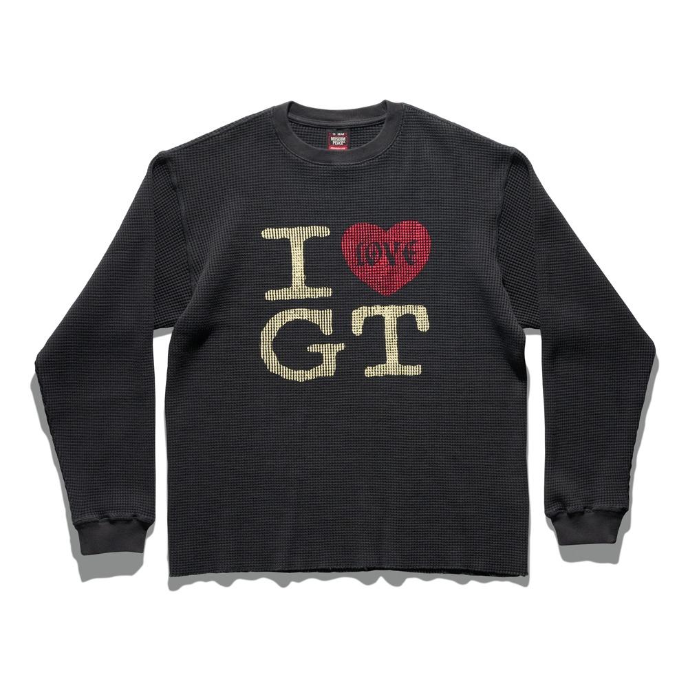 I LOVE G.T. Waffle Shilrts V-Black