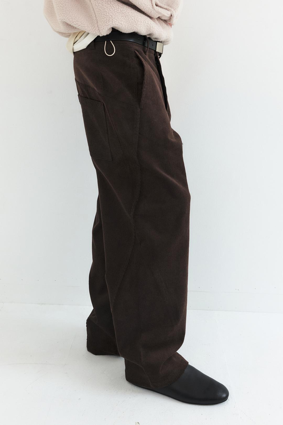 [RESTOCK] SLANT CODUROY PANTS - DARK BROWN