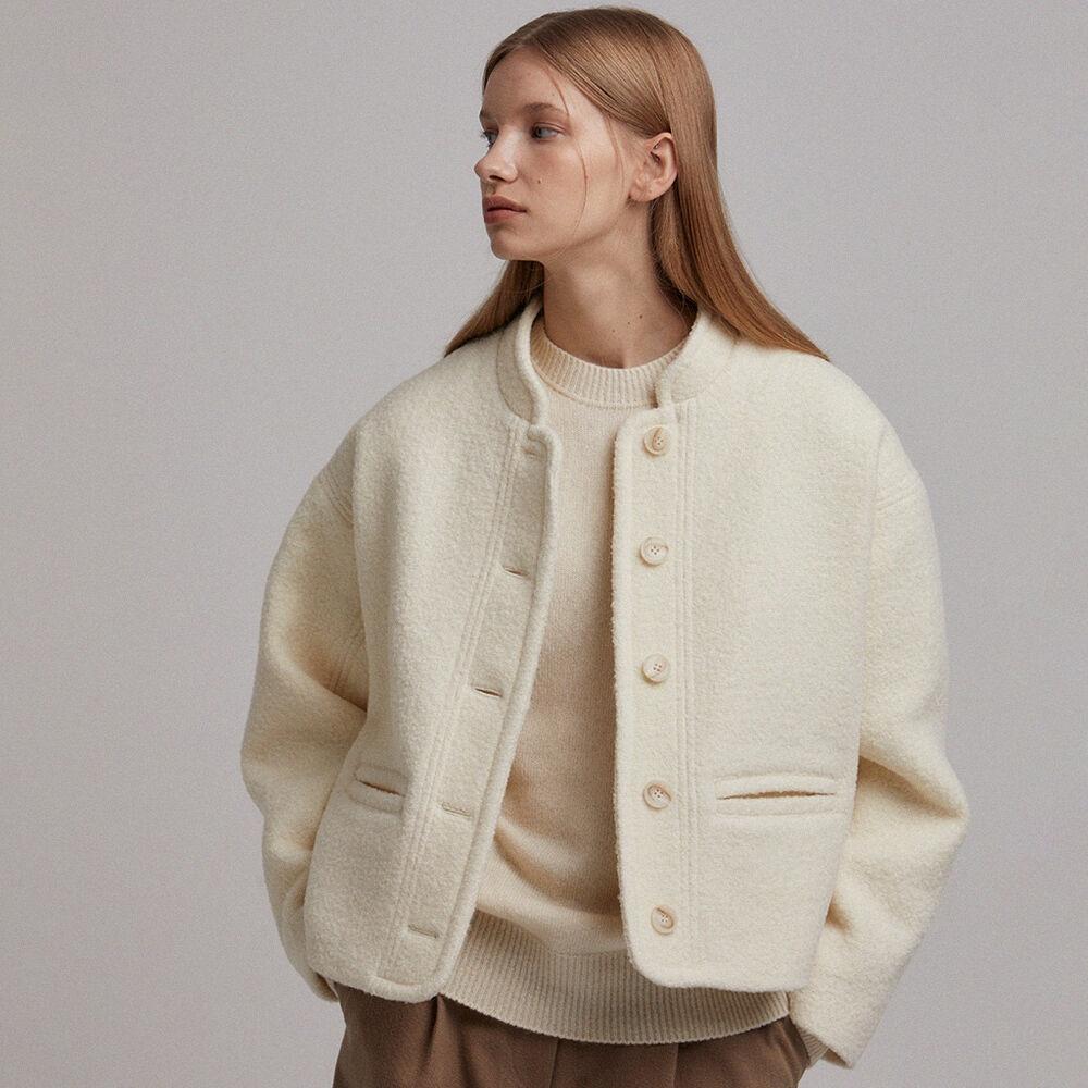 Rough half coat (cream)