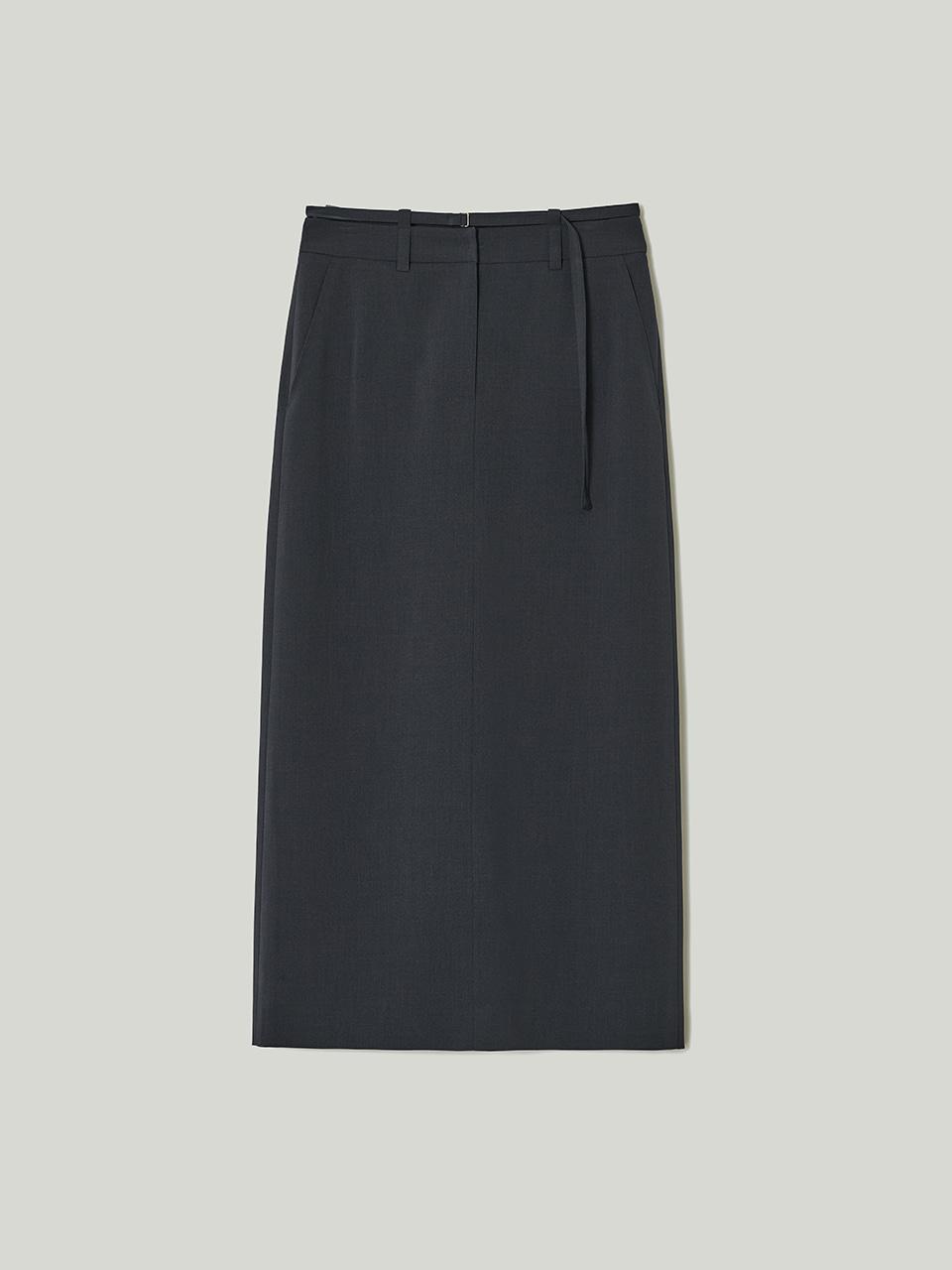 Belted Maxi Skirt Charcoal