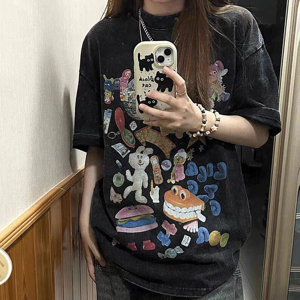 [힙무드/루즈핏] 이리오 프린팅 루즈핏 티셔츠