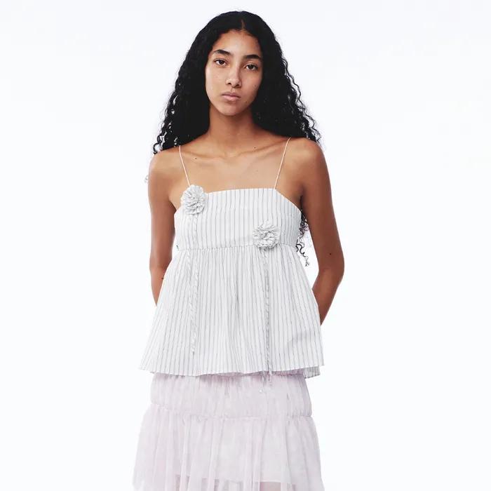 Stripe Corsage Camisole Off-White Stripe
