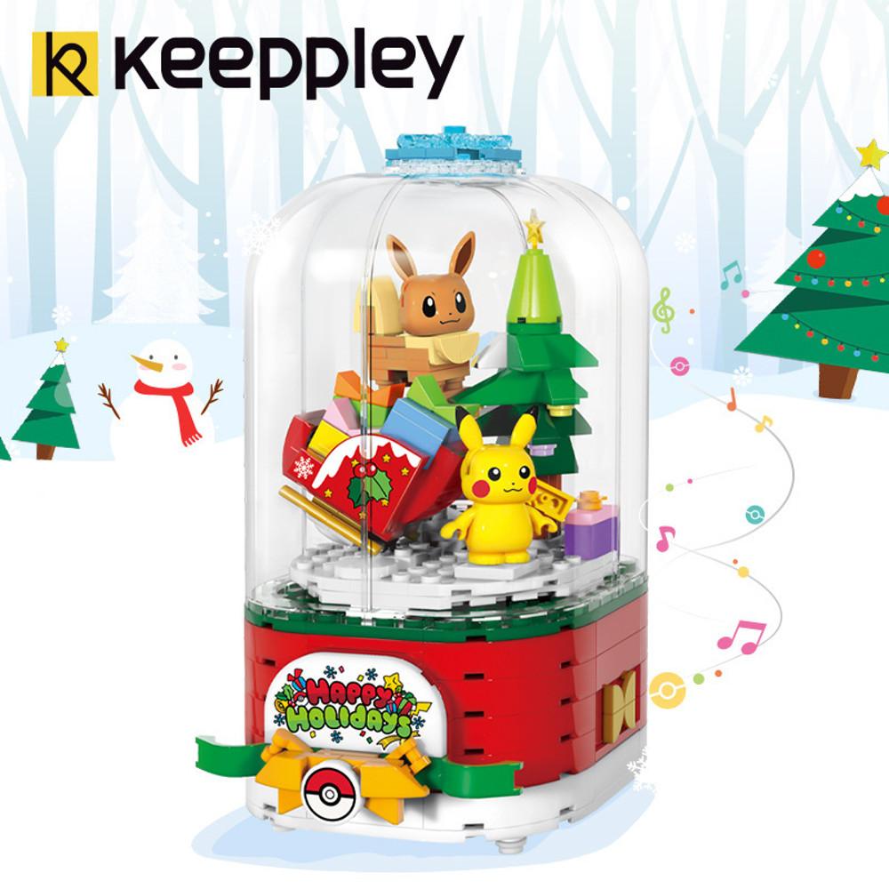 KEEPPLEY 포켓몬 피카츄 이브이 크리스마스 오르골 블럭 어린이 선물