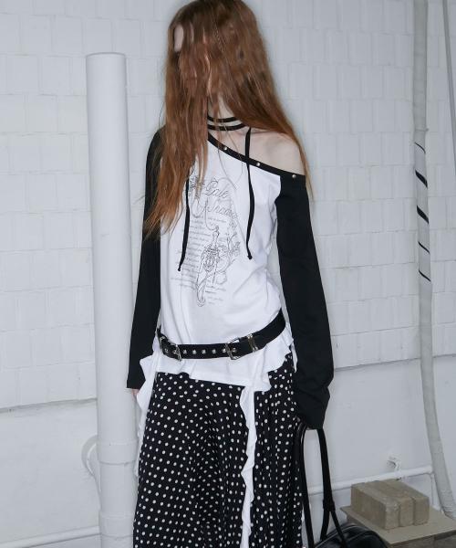 One Shoulder Raglan Ruffle Top (WHITE)