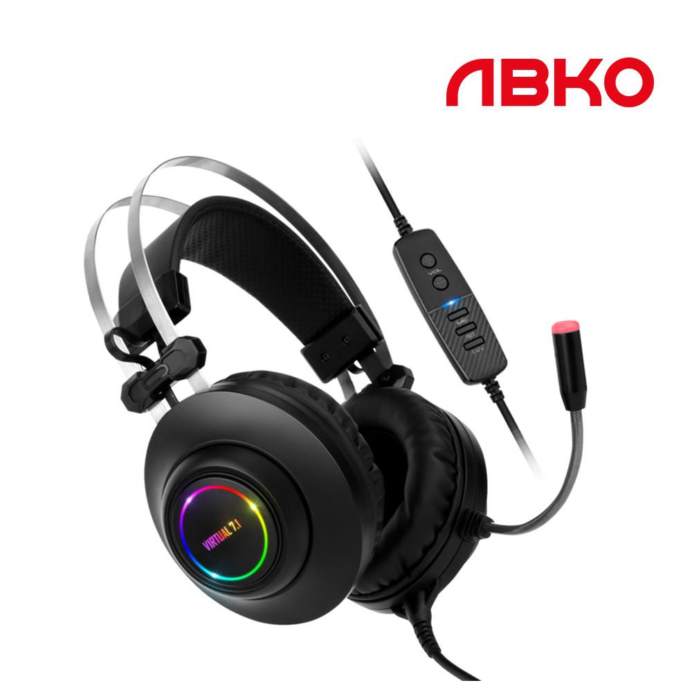 [포토리뷰증정이벤트] 앱코 해커 N550 ENC 가상 7.1 RGB 진동 노이즈 캔슬링 마이크 3D 초경량 게이밍 헤드셋 블랙