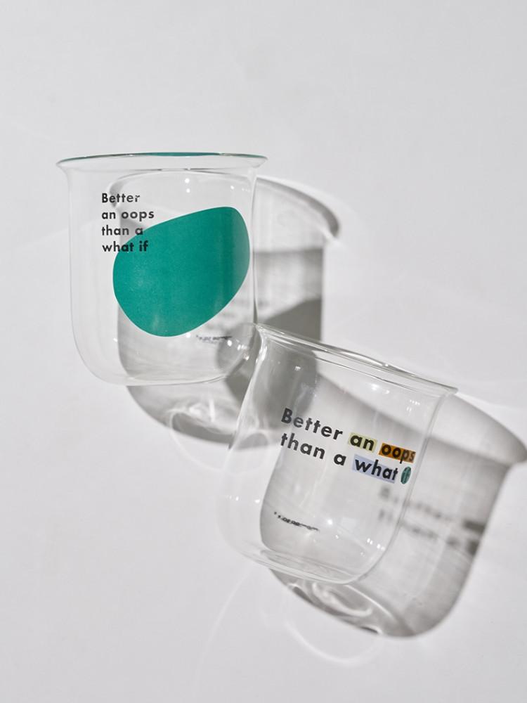 심플 캔디 컬러블럭 텍스트 아이스 유리컵