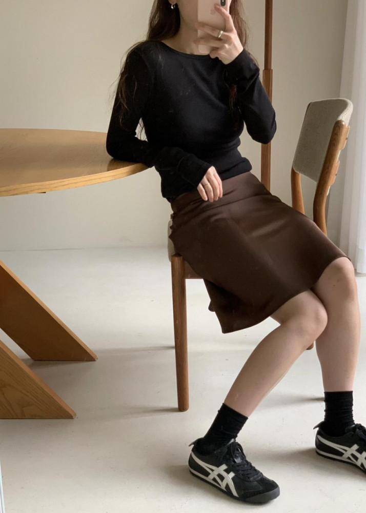 플라넬 fllanel 실크 스커트 미디 새틴 (2 color)