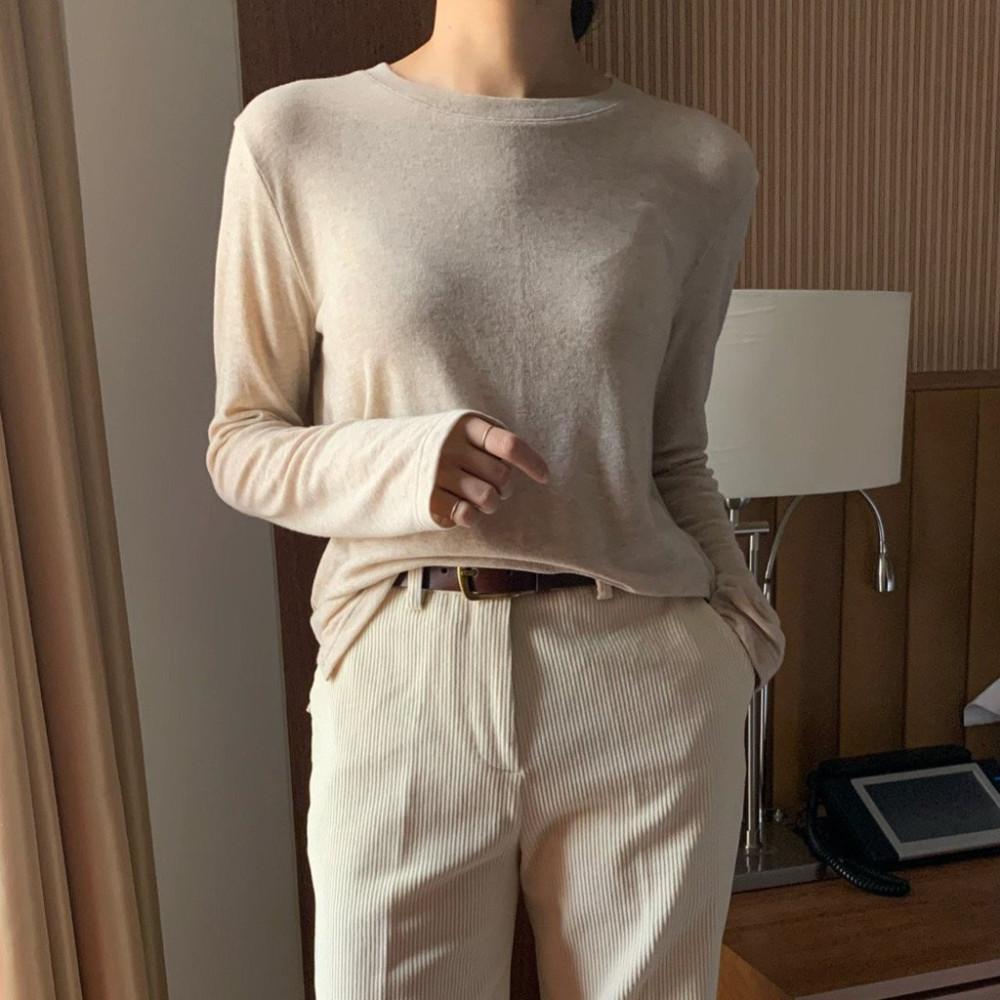 모아니 moani 모브 울 O넥 롱 슬라브 탑