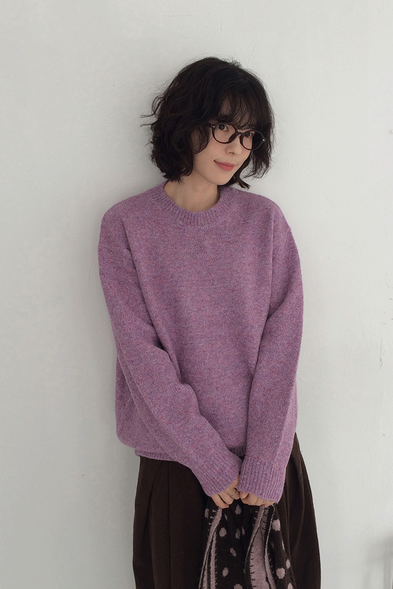 크로베 모헤어 울 라운드 니트