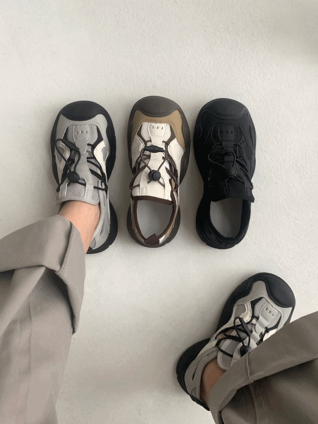 [최저가💗빠른출고🚚] 배색 고프코어 스트링 어글리 아메카지 스니커즈 운동화