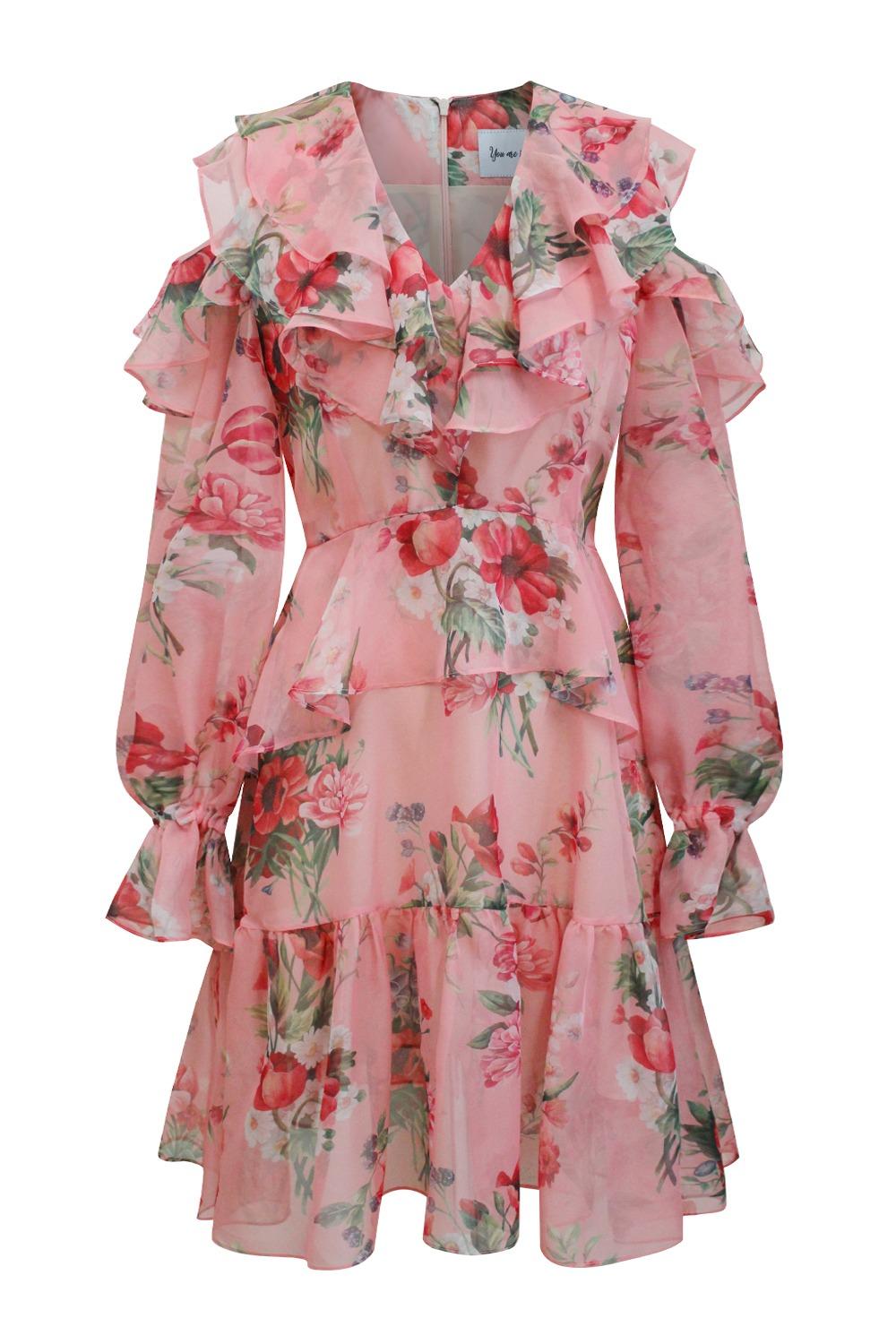 Mimosa ruffle dress (Romance peach)