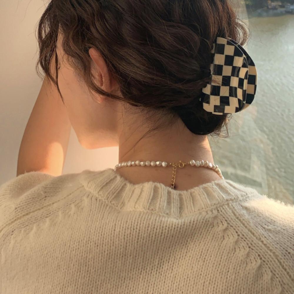 미끄미끄 프랑스핀 체커보드 헤어 패션 집게핀