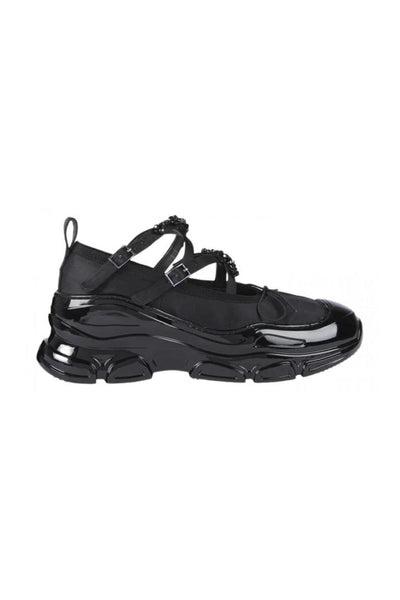 Ballet Sneakers - Black with Pearls